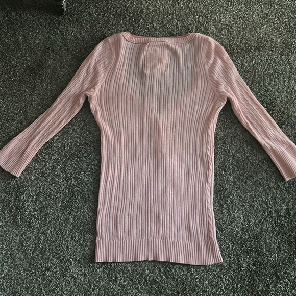 Rare Hollister Y2K vintage pink cable knit 3/4 sleeve Henley top - Picture 3 of 12